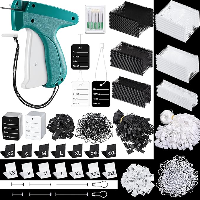 Chumia 3576 Pcs Stitch Tag Gun for Clothes, Quick Clothing Fixer, Tagging Gun with 3000 Barbs, 5 Needles and 100 Price Tags, Sewing Kit for Retail Stores, Garage Yard Sales(Black, White)
