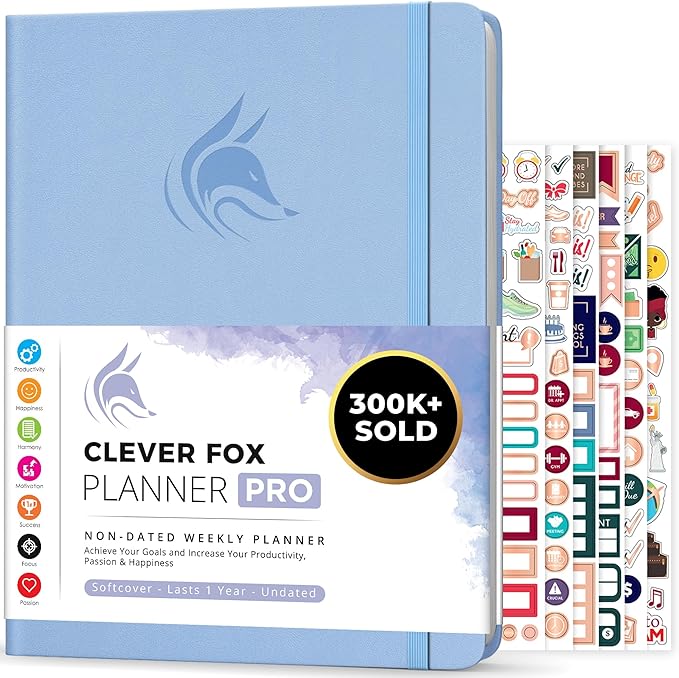 Clever Fox Planner PRO – Weekly & Monthly Life Planner to Increase Productivity, Time Management and Hit Your Goals, 8.5x11″ (Periwinkle)