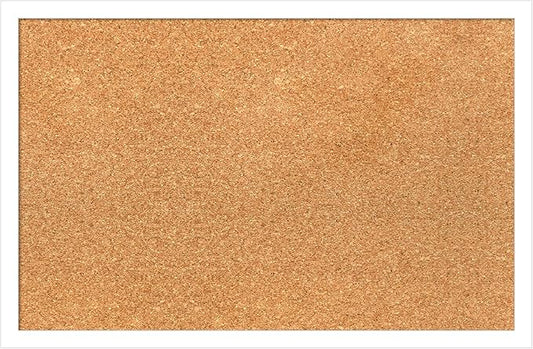 Amanti Art Natural Cork Board for Wall, 15x23 Vision Board with White Frame, Small Corkboard Office Decor for Home Organization, Modern Corkboard Pinboard to Display Items for Home Organization in