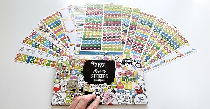 2190+ pcs Busy Mom Planner Stickers - 18 Sheets - Productivity-Boosting & Motherhood-Supportive, Creative & Motivational & Funny Quotes, Calendar Icons for Sport Moms, Schedule, Appointments