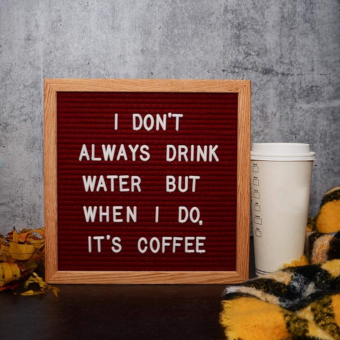 Felt Like Sharing Square Letter Board (Sangria Felt - 10”x10”) – Changeable Message Board with 3 Sets of Felt Board Letters – Statement Wall Sign for Quotes, Home or Holiday Decor In Oak Frame