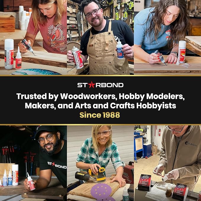 Starbond Black Medium CA Glue, Premium Cyanoacrylate Super Glue, Crack Filler 150 CPS Viscosity, for Woodworking, Woodturning, Carpentry, Guitar, RC, Hobby, 2oz