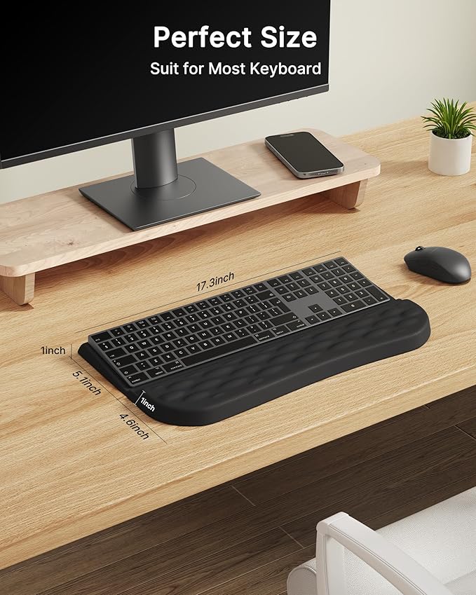 Computer Keyboard Wrist Rest for Desktop, 2 Angle Adjustment Ergonomic Keyboard Riser Holder Stand with Wrist Support for Office, Home, Desk