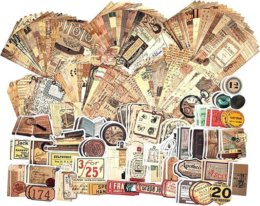 200PCS Vintage Scrapbooking Supplies Pack, Aesthetic Scrapbook Sticker Paper Art Journaling Kit for Bullet Junk Journals,Planner,Cottagecore Decor Gifts (Retro Letters)