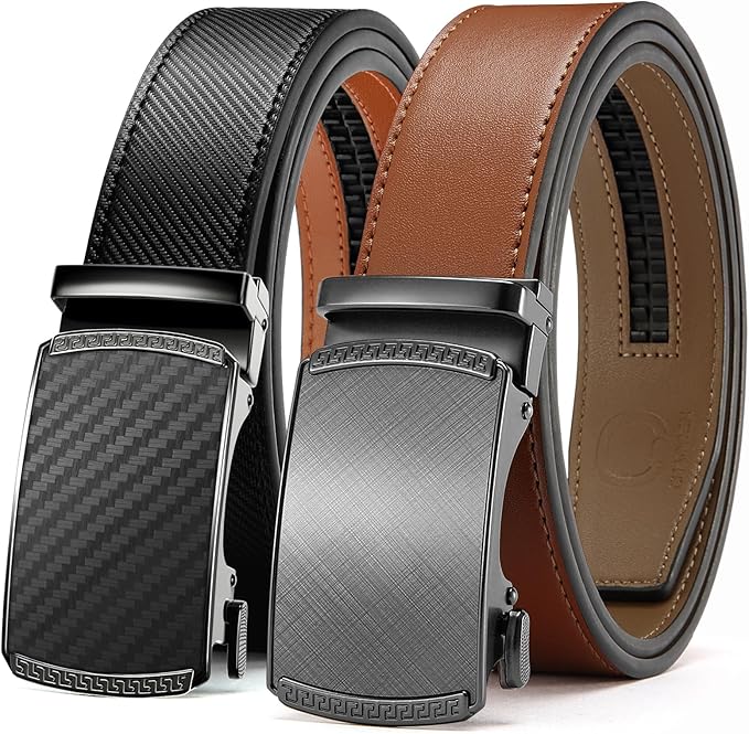 CHAOREN Leather Ratchet Belt Men 2 Pack - Customizable Fit, Effortless Style (35mm)
