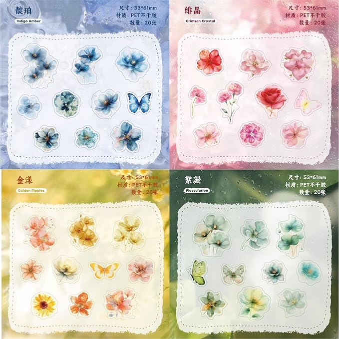 120 Pieces Vintage Floral Themed Scrapbook Stickers, 6 Pack Aesthetic Decorative Flower Stickers for Scrapbooking Planner Junk Journal Supplies Collage