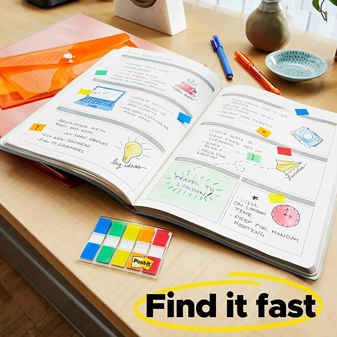 Post-it Flags Combo Pack, 4 On-The-Go Dispensers/Pack, 120 .94 in Wide and 200 .47 in Wide Flags, Assorted Colors (683-XL1) (Pack of 12)