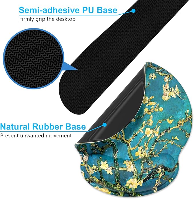 Dapesuom Keyboard Wrist Rest and Mouse Pad with Wrist Support, Cute Memory Foam Cushion for Keyboard and Mouse Set, Ergonomic Pad Rests with Non Slip Base for Easy Typing & Pain Relief, Green Flower