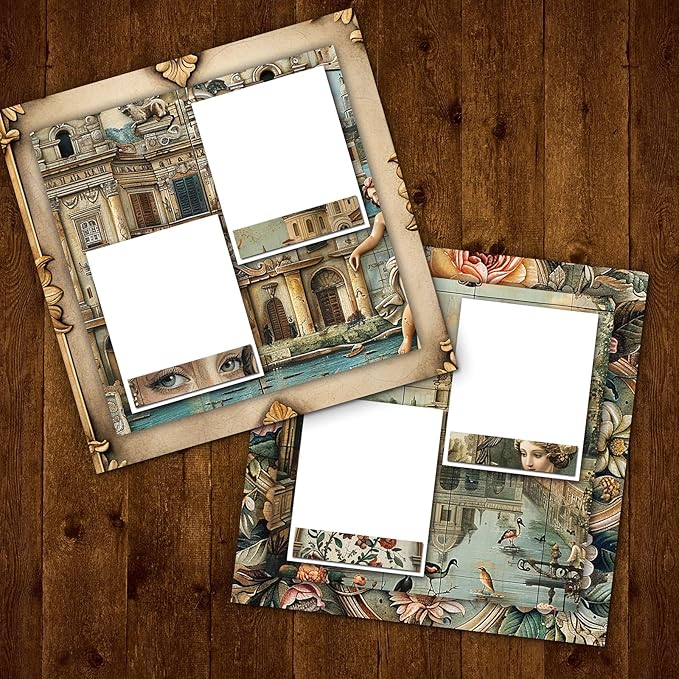 48 Sheets Vintage Baroque Scrapbook Paper, Vintage Decorative Paper for Scrapbook, Junk Journal paper, Pattern Paper, DIY Cards, and Photo Albums, Aesthetic Craft Supplies for Kids and Adults