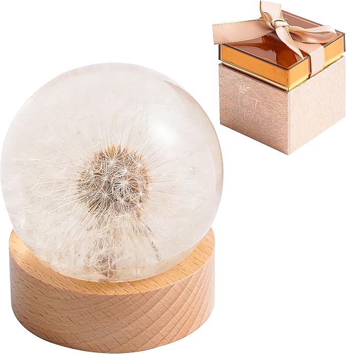 Dandelion Resin Paperweight – Real Dandelion Wish Ball, Unique Home & Office Decor, Symbol of Luck & Appreciation, A Thoughtful Gift & Keepsake for Birthdays, Weddings & Graduations