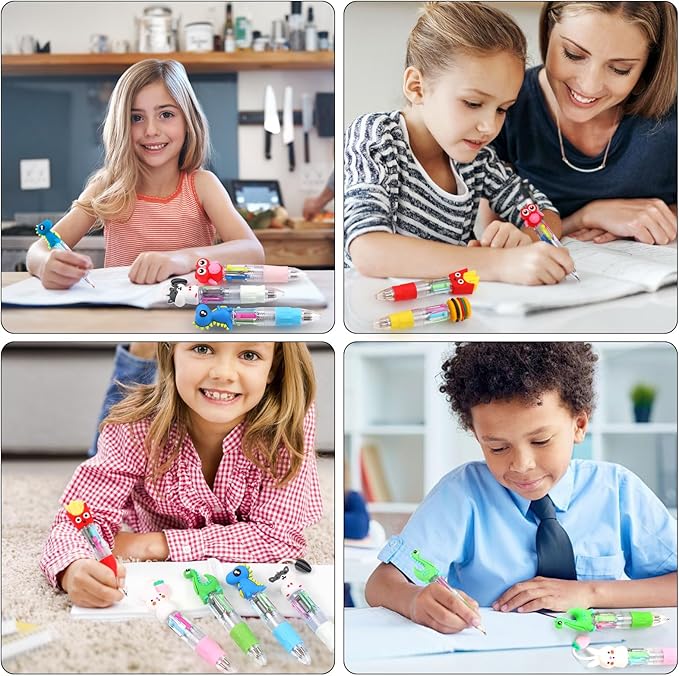 CZWZ 100Pcs Mini Multicolor Pens in One 4-in-1 Cute Pens Bulk for Kids, Ballpoint Pen for Birthdays and Children's Parties, Fun Gifts Assorted Ink Kawaii Pen