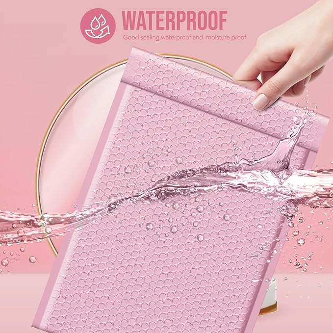 Fuxury Large Bubble Mailers 10.5x16 Inch 40 Pack Thick Padded Envelopes Opaque Mailing Envelopes Bubble Padded Mailers Shipping Bags for Packaging Small Business #5 Light Pink