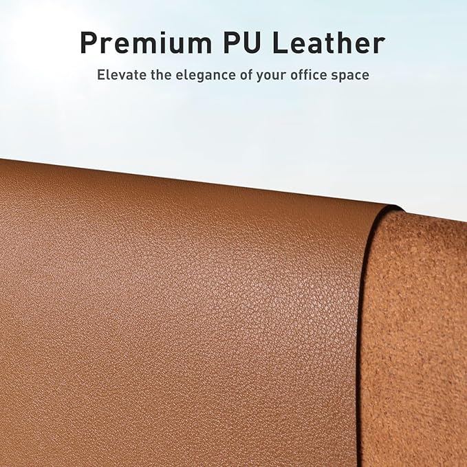 Aothia Leather Desk Pad Protector, Mouse Pad, Office Desk Mat, Non-Slip PU Leather Desk Blotter, Laptop Desk Pad, Waterproof Desk Writing Pad for Office and Home (48"x17",Brown)