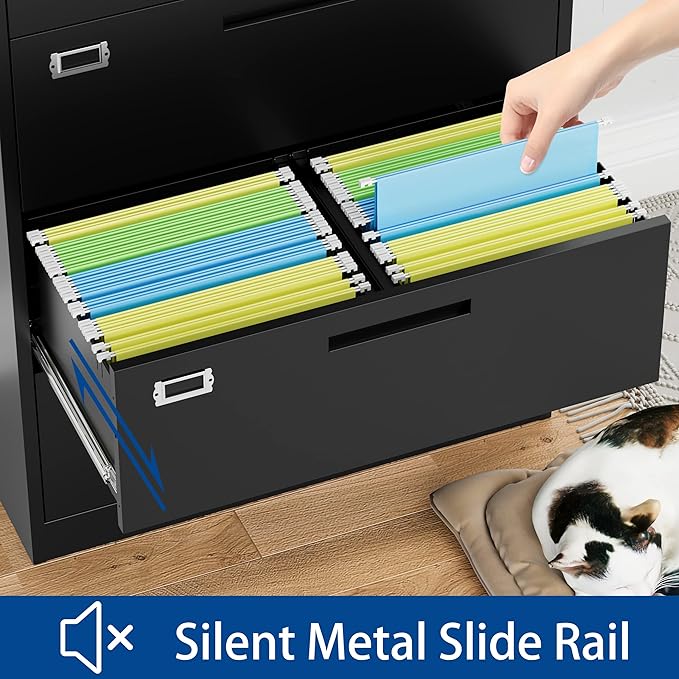 Lateral File Cabinet with Lock, 2 Drawer Large Metal Filing Cabinet,Home Office Lockable Storage Cabinet for Hanging Files Letter/Legal/F4/A4 Size-Assembly Required