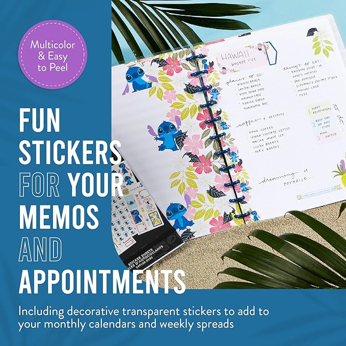 Happy Planner Disney Stickers, Aloha Stitch–Theme Stickers, Planner Accessories, Sticker Set for Calendars and More, Exclusively Sold on Amazon, 30 Sheets