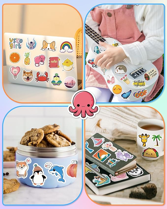 400 Pcs Stickers for Kids, Cute Water Bottle Vinyl Waterproof Laptop Stickers for Students Gifts School Supplies Classroom Teacher Prizes Sticker Pack for Kids Girls Teens