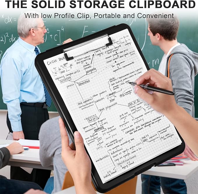 15 Pcs Clipboard with Storage Plastic Nursing Clipboard 9.5 x 13.5 Inch with Low Profile Clip Foldable Clip Board with Storage for Home Office Back to School Supplies