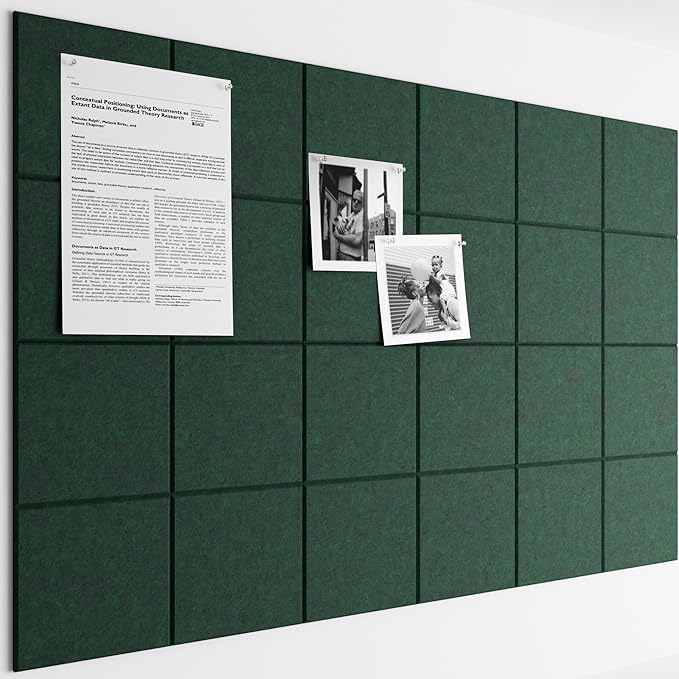 Bumusty Large Felt Bulletin Board 48" x 36" Cork Board Alternative - 6 Pack with 40 Safe Removable Adhesive Tabs, Cork Boards for Walls Cork Board for Home Office Classroom Pin Board (Aurora Green)