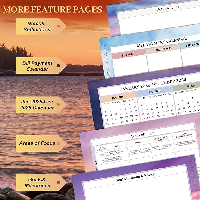 CAGIE 2026 planner Weekly and Monthly Jan 2026-Dec 2026 Hardcover Hourly Daily Planners for Women 26 Calendar Planner with Stickers Spiral Bound Yearly Agenda, 8.5 x 11