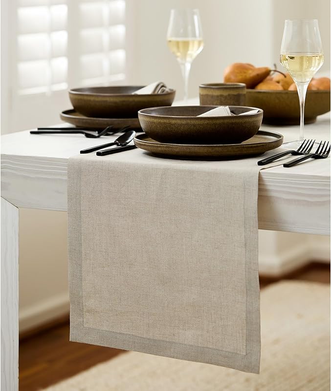 Solino Home Linen Natural Table Runner 72 Inches Long - 100% Pure Linen Dining Table Runner 14 x 72 Inch for Fall, Autumn, Thanksgiving, Christmas, Holiday - Fete
