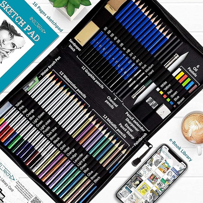 Drawing Art Supplies – 55pc Colored Pencils For Kids, Teens, And Adults Includes Charcoal, Graphite, Sketch Pencils Digital Ebook Library Of Drawing Tutorials And Sketch book