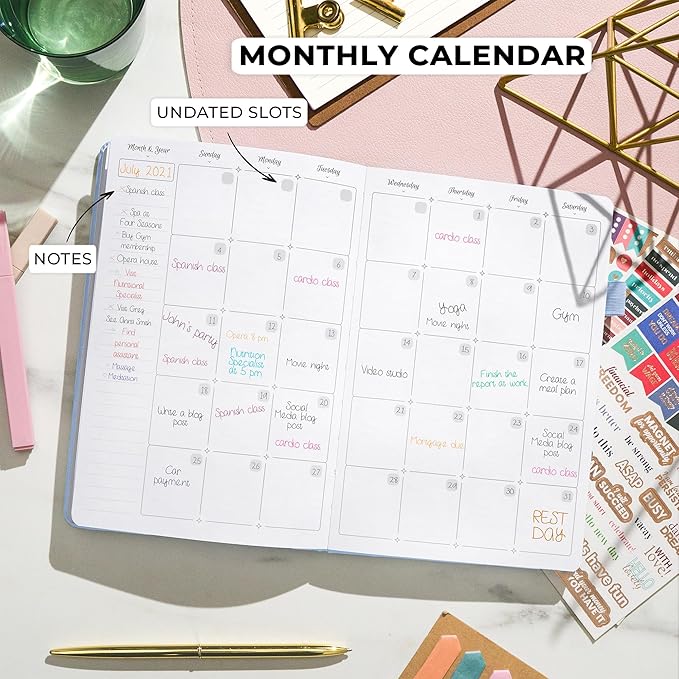 GoGirl Weekly Schedule Planner – Hourly Work & Life Planner with Time Slots – Vertical Agenda Organizer for Daily Productivity, A5 (Periwinkle)
