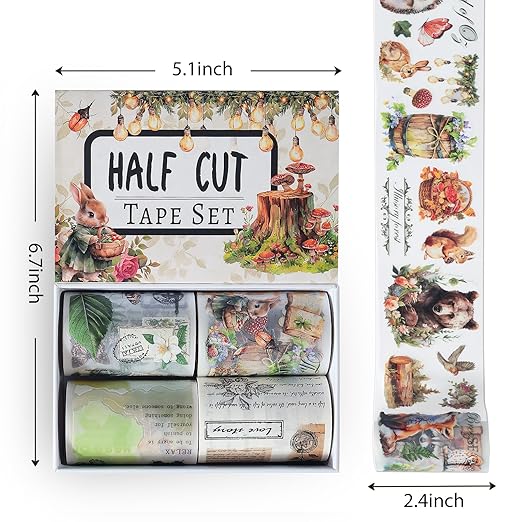 Snycler Pre-Cut Green Magic Themed PET Washi Tapes - Vintage Aesthetic Tape Stickers for Journaling, Scrapbooking, Junk Journals, Crafts, Planners - 4 Rolls