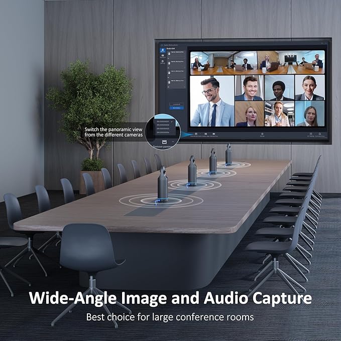 NexiGo Meeting 360 Ultra (Gen 3), Enhanced All-in-One Conference Camera System, Multi-Camera Setup, 8K Capture, AI-Powered Framing and Auto Tracking, for Medium to Large Meeting Rooms