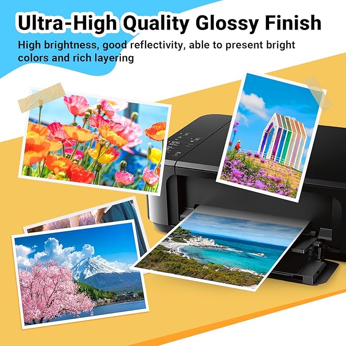 TECKWRAP Glossy Photo Paper 8.5" x 11", Inkjet Photo Paper 260gsm/69lb, Works with Inkjet Printer, Instant Dry, 20 Sheets, Professional Standard