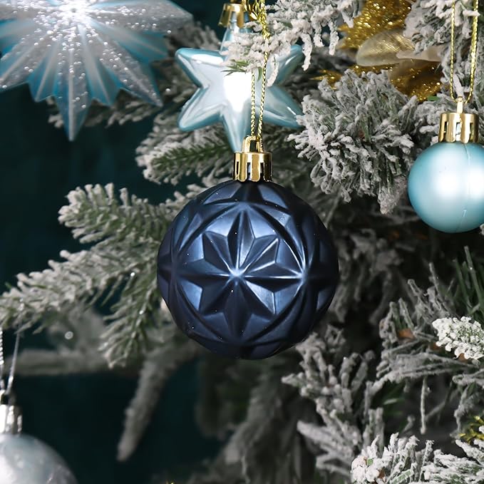 82Pcs Blue and Silver Christmas Ornaments Set, Shatterproof Medium Christmas Ball Ornaments, Christmas Decorations Hanging Ornaments for Xmas Trees, Holiday, Party Decor (Navy Blue & Silver)