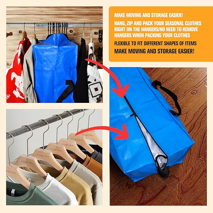 Moving Bags, Large Heavy Duty Moving Boxes for Space Saving Moving Storage, Moving Supplies, Totes for Storage with Backpack Handles Zipper（5 Pack）