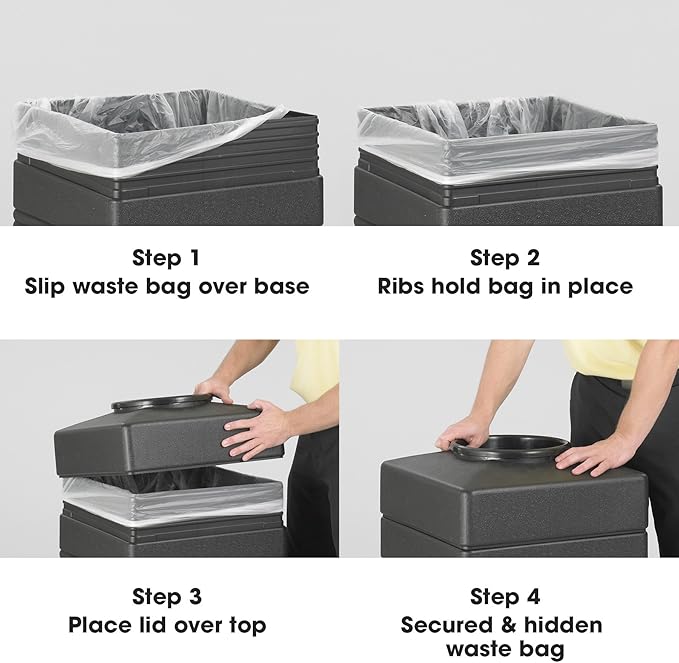 Safco Canmeleon Trash Can, 38 Gallons, Indoor and Outdoor Use, Durable & Weather-Resistant Commercial Garbage Can with Stone Panels, Black