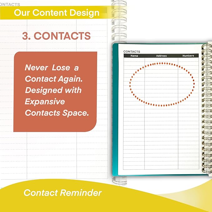 2026 WeeklyMonthlyand Yearly Planning Calendar with 8 Stickers, 6" x 8.25" Planner, Softcover, Spiral Bound, Laminated Labels (Black)