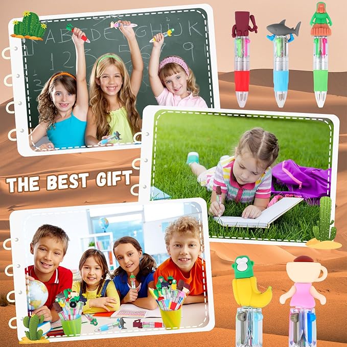 CZWZ 30Pcs Mini Multicolor Pens in One 4-in-1 Cute Pens Bulk for Kids, Ballpoint Pen for Birthdays and Children's Parties, Fun Gifts Assorted Ink Kawaii Pen(Brainrot)