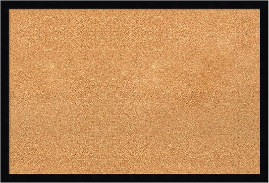 Amanti Art Natural Cork Board for Wall, 17x25 Vision Board with Black Wood Frame, Medium Corkboard Office Decor for Home Organization, Modern Contemporary Corkboard Pinboard to display items for home