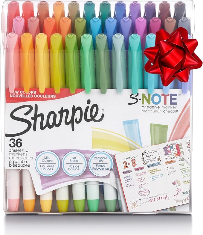 Sharpie S-Note Creative Markers, Pastel Highlighters, Art Marker Set, Assorted Colors, Chisel Tip, 36 Count - Back to School, Colorful Teacher Essentials, Bullet Journaling, Fun Office Supplies