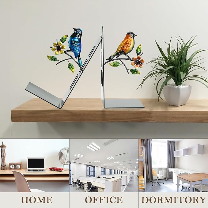 Metal Bookends, Decorative Book Ends for Shelves, Christmas Decor Nonskid Book Holder for Video Games/CD/DVD, Book Stopper, Black Christmas Decorations Gift