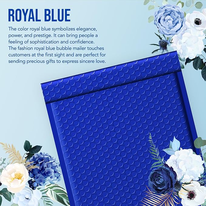 Fuxury Bubble Mailers 8.5x12 Inch 40 Pack Large Bubble Envelopes Opaque Cushioning Mailer for Small Business Mailing Books Clothes Makeup Supplies Royal Blue #2