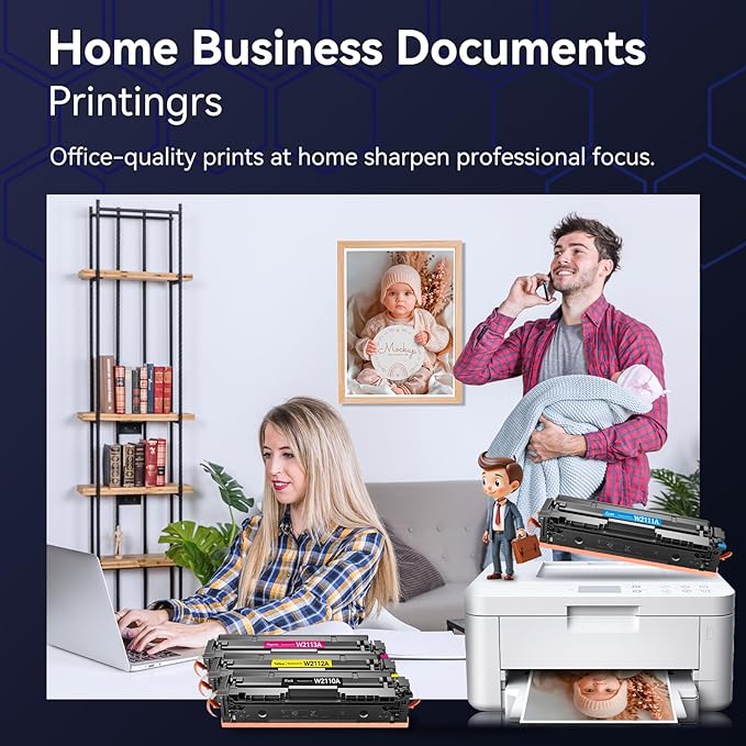 206A Toner Cartridges 4 Pack - with Chip Compatible Replacement for HP 206A 206X for Color Laserjet Pro MFP M283fdw M283cdw M283fdn M282nw Pro M255dw M255nw Ink Cartridges W2110A W2111A High Yield