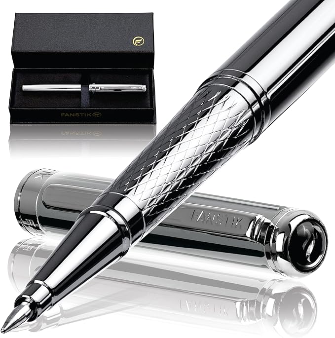 Silver Luxury Rollerball pen (Made In USA) fancy gift set for women, Chrome Finish, Professional executive pen gift set for men (Lux Rollerball Silver)