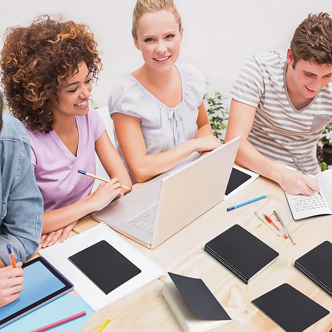 feela 170 Pack Blank Kraft Notebooks, Unlined Sketchbook Mini Cute Note Pad for Drawing Writing, Journal Bulk For Kids Students Office School Supplies, A6, 48 Pages, 4.25” X 5.5”, Black and Brown