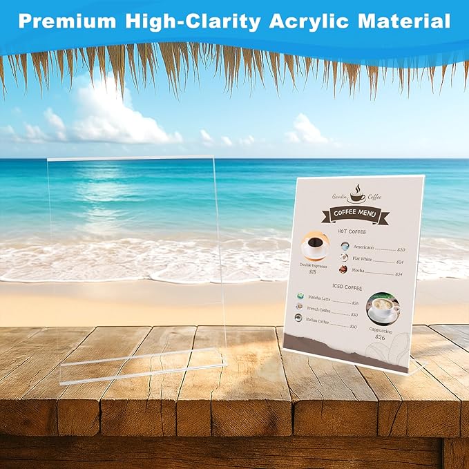 12 Pcs Acrylic Sign Holder 8.5*11inch, Slanted Back Sign Holder, Acrylic Display Stand,Vertical Indicator Stand, Suitable for Shopping Malls, Offices, Restaurants, and Weddings