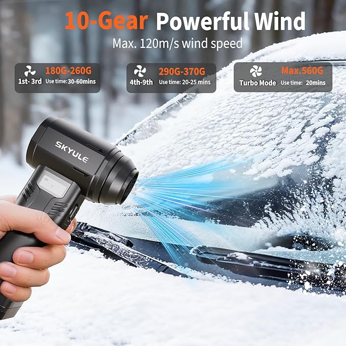 Compressed Air Duster-560g Super Power Airflow Electric Air Duster,10000mAh Rechargeable Cordless Mini Blower with LED Display,10-Gear Adjustable Dust Blower for Computer Keyboard, Car, Home, Outdoor