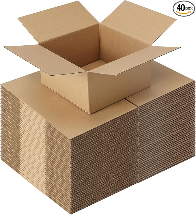 CRUGLA 40 Packs 7x7x4 Shipping Boxes for Small Business, Corrugated Cardboard Boxes Bulk for Shipping Packing Mailing