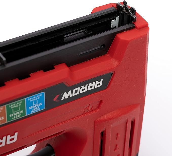Arrow ET501F Corded 5-in-1 Professional Electric Staple and Nail Gun, Wire Stapler, and Brad Nailer for Upholstery, Framing, Insulation, Crafts, Fencing, and Cable, Black/Red