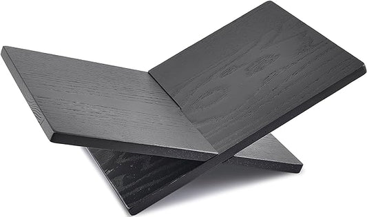 Honygebia Solid Wood Book Stands - Cross Frame Black Oak Wooden Book Holder, Open Bookstand for Display and Reading, Suitable for Art, Bible, Cookbook, Easel, Magazine, Textbooks