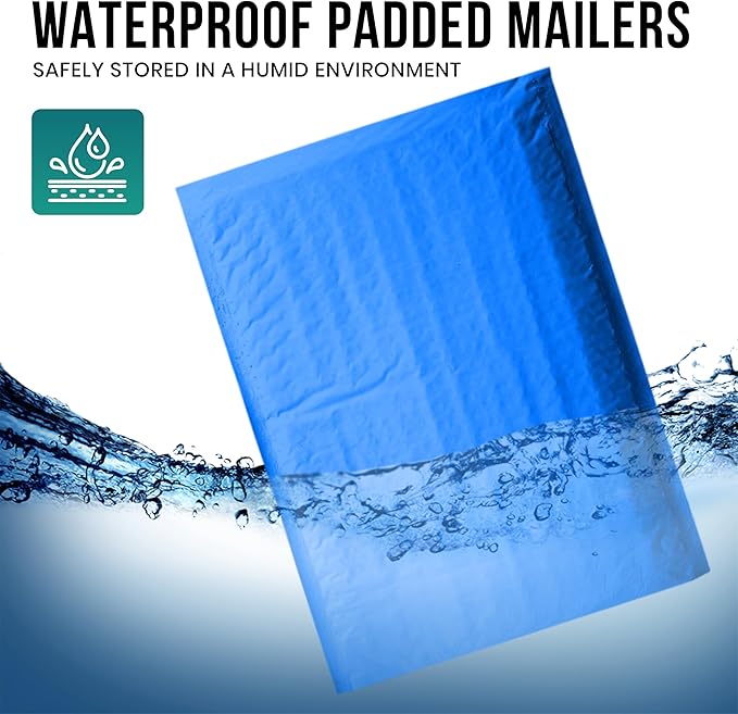 Levex - #0000 4" x 6" [10 Pack] Blue Poly Bubble Mailers, Padded Envelope Mailers, Packing Envelope & Mailing Bags for Shipping