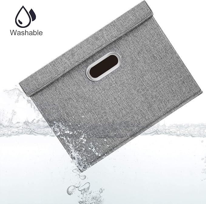 TYEERS Large Storage Bins with Lids, Collapsible, Washable, Fabric Storage Boxes for Organizing, 17.3x11.8x11.4 inches, 3 Pack, Gray