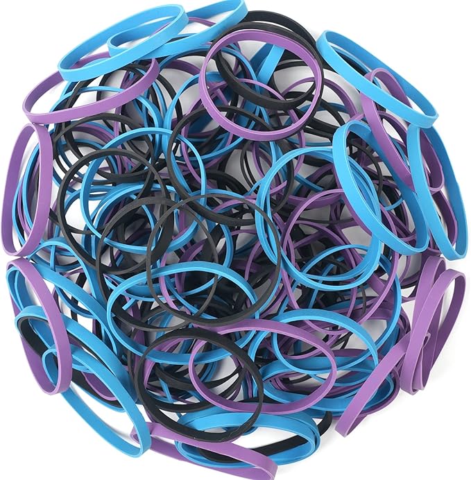 AMUU Rubber Bands Size #64 227g/0.5 lb Purple Blue Black Rubber Bands for Office Supplies Home Money File Folders Strong Elastic Bands