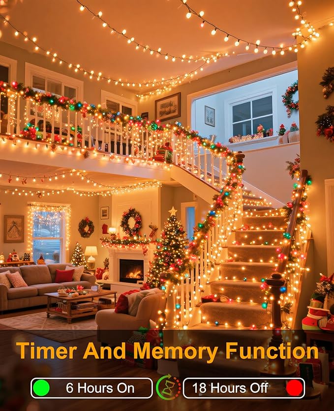 157FT 480 LED Christmas Lights Outdoor, Christmas Tree Lights Waterproof, 8 Modes Plug in Fairy String Light for Indoor Party Xmas Tree Garden Patio Decorations, Warm White